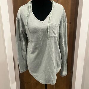 Light Green Hooded Long Sleeve Top